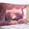 VIKAMA Dreamy Pink Clouds Moon Window Landscape Tapestry Starry Sky Clouds Healing Background Cloth Warm Tapestry Room Decor