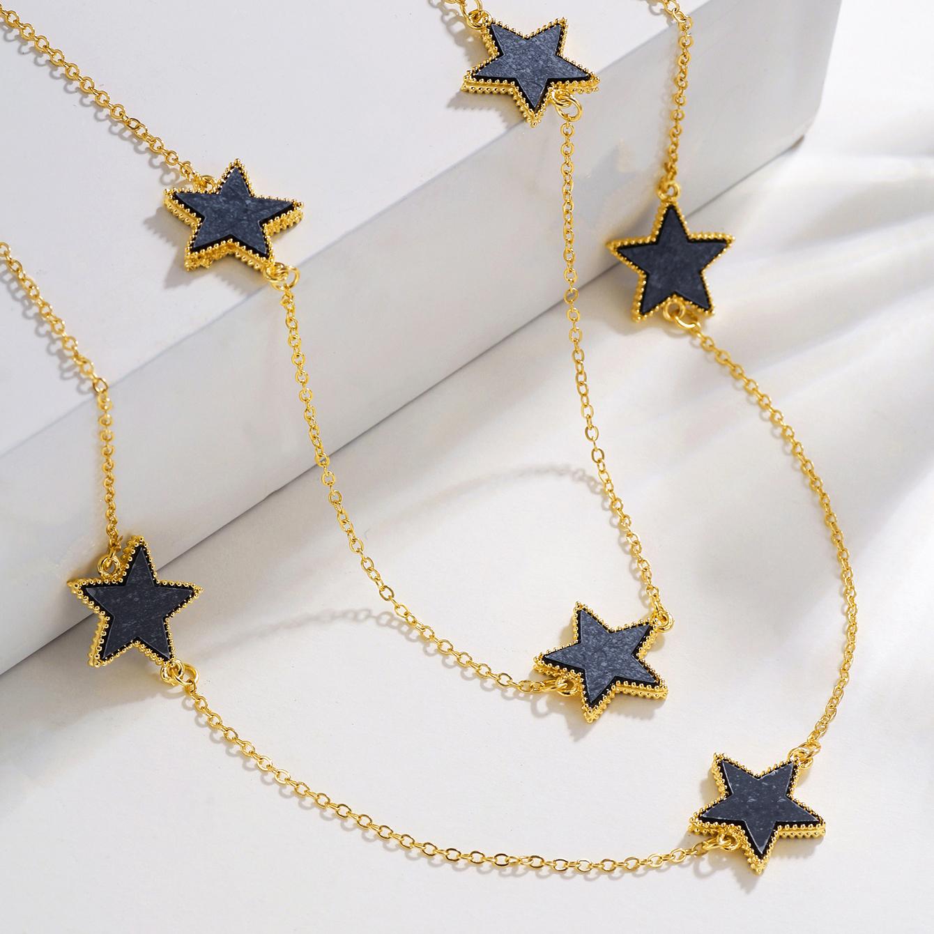 

Женские двойные столы со звездами, элегантная цепочка на шею с температурой