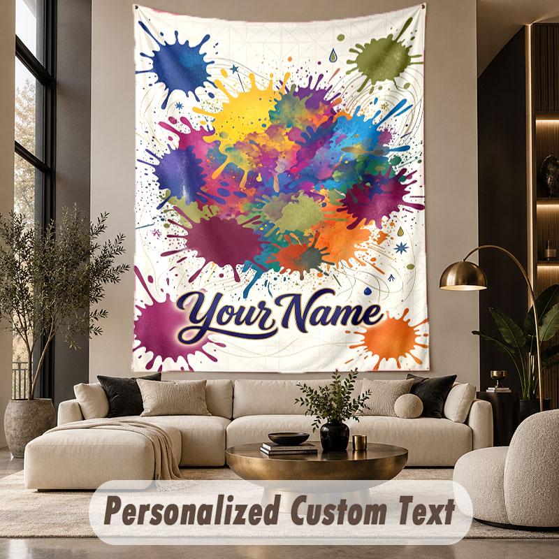 Neon Rainbow (31) Theme Personalized Tapestry Custom Name Text Wall Hanging Tapestry Home Background Decoration