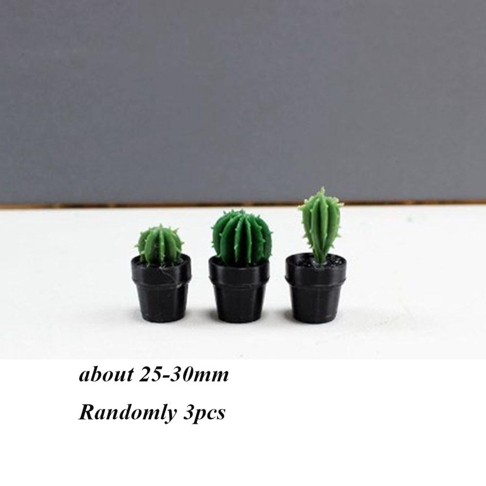3pcs New 1:12 Dollhouse Miniature Potted Plant Multistyles Mini Bonsai Garden Home Model Play House Decor Doll House Accessories