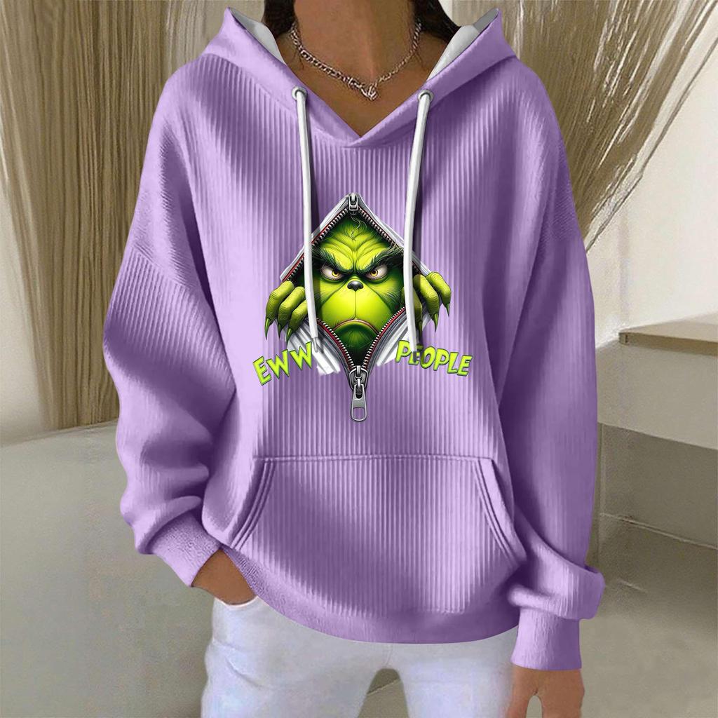 Women's Fashion Casual Christmas Angel Print Pullover Long-Sleeve Sweatshirt