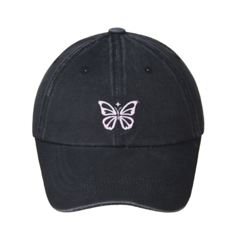 

NICK&NICOLE VINTAGE MINI BUTTERFLY BALL cap_black pink FREE