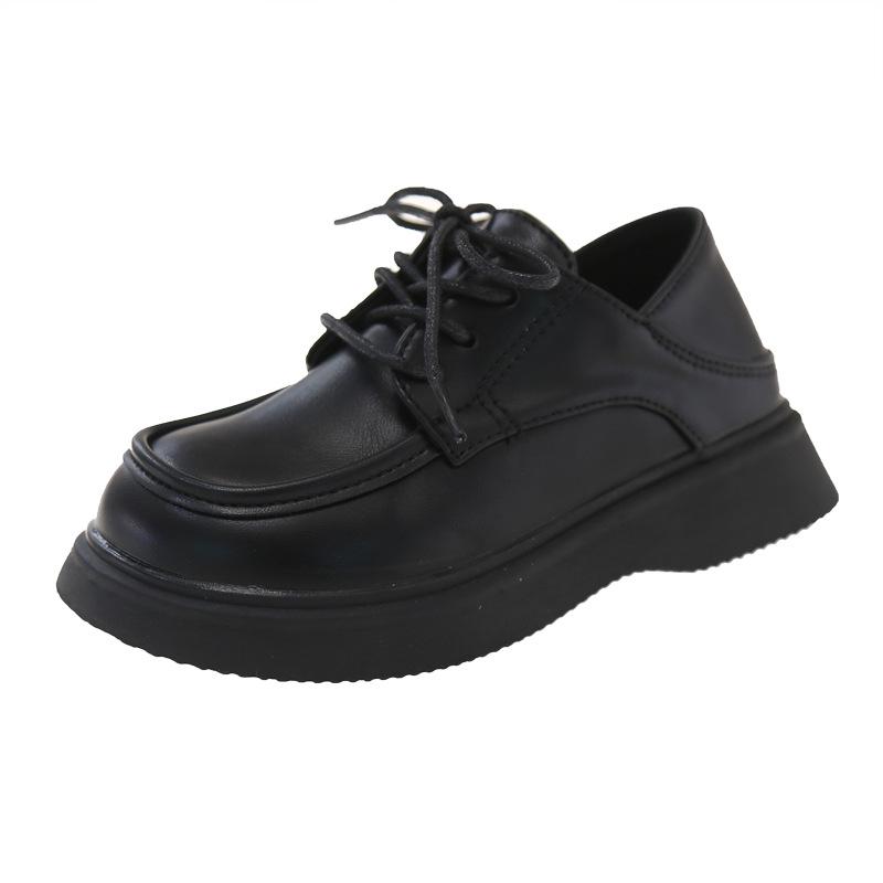 

Children s Black British Style Leather Shoes - Suitable for Boys and Girls in Primary School, Perfect for Spring, Autumn, and All Seasons. Size 26-30, 5 pairs