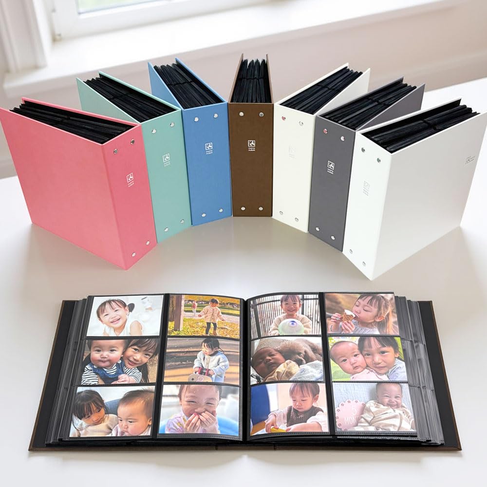 Nakabayashi Large Capacity 6-Pocket Photo Album, Holds 960 L-size Photos, Therapy Color, 2 Columns x 3 Rows, TCPK-6L-960-CB/EC, Calm Blue. (Photo Albu