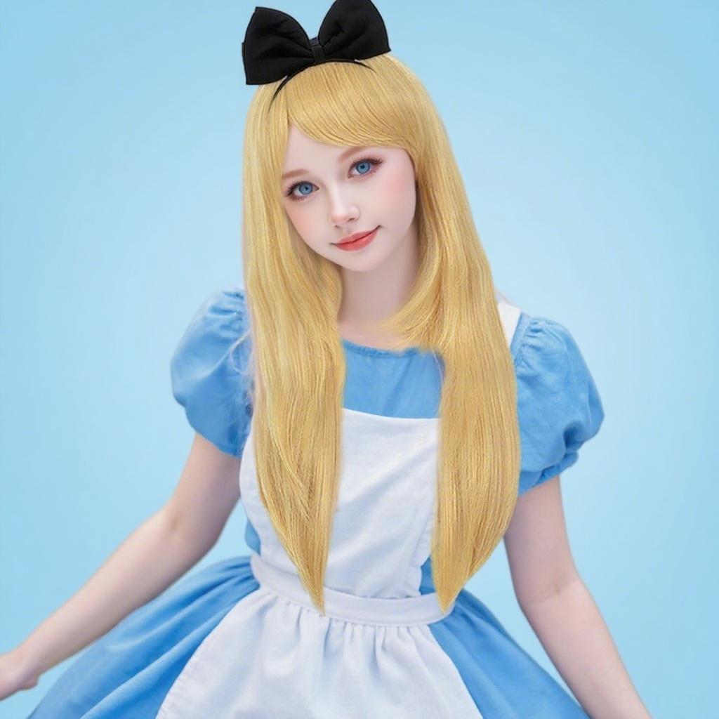 

Блондинистый длинный кудрявый парик синтетический парик персонажа фильма Алиса в Стране чудес для косплея для женщин