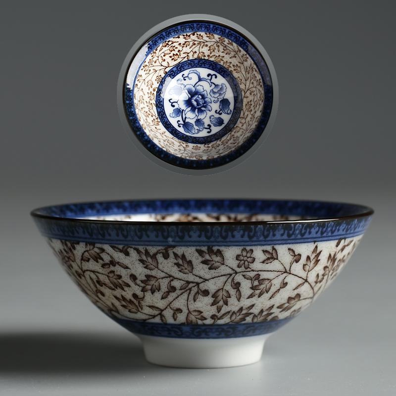 70ml Ceramic Large Master Tea Cup Blue and White Porcelain Kung Fu Tea Cup Douli Tea Bowl Personal Home Use Cup