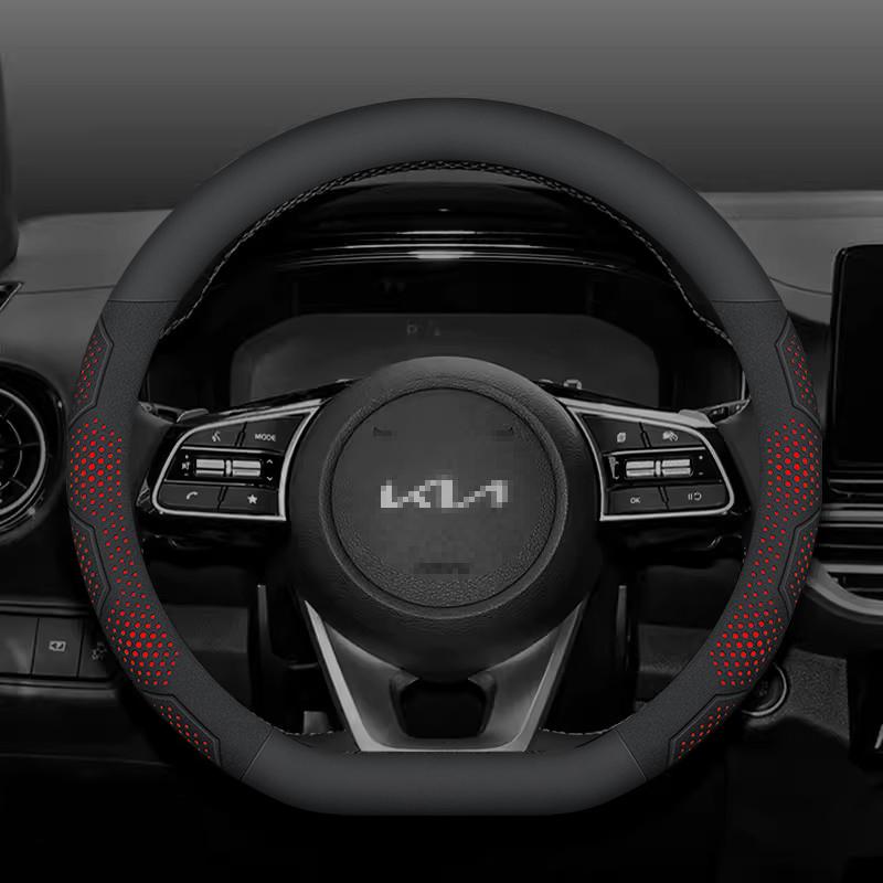 WLCT1 For Kia K5 Sportage Picanto Xceed Rio Cerato Soul Carens Seltos Carbon Fiber Suede Car Steering Wheel Cover Auto Accessories