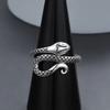 Adjustable Open Ring With Vintage Snake Texture Design Unisex Retro Statement Jewelry Daily Wear