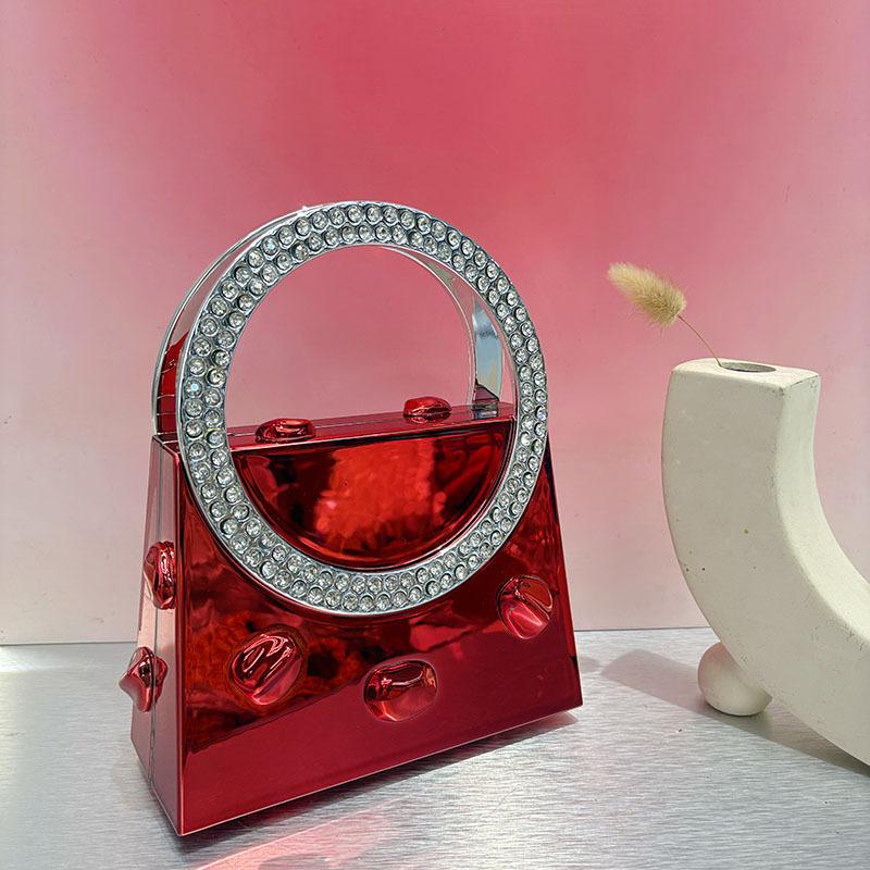 

Candy Color Acrylic Evening Bags for Women Round Handle Diamond Handbag Luxury Party Wedding Purse Clutch Shoulder Crossbody Bag