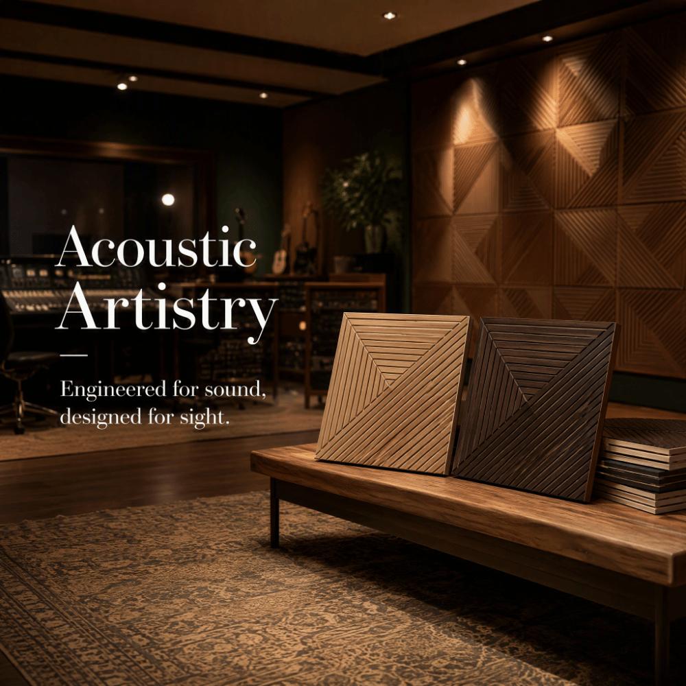Self-Adhesive Sound Absorbing Panels 3D Wood Grain Soundproof Wall Tiles Home Decoration