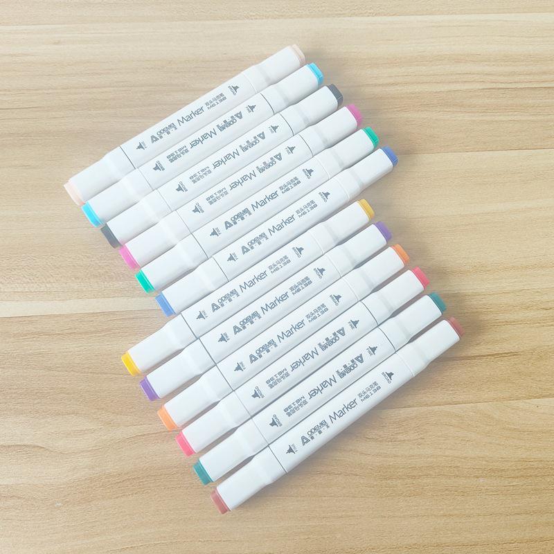 12-Color Double-Ended Marker Pens with Large Square Barrel for Art and Craft