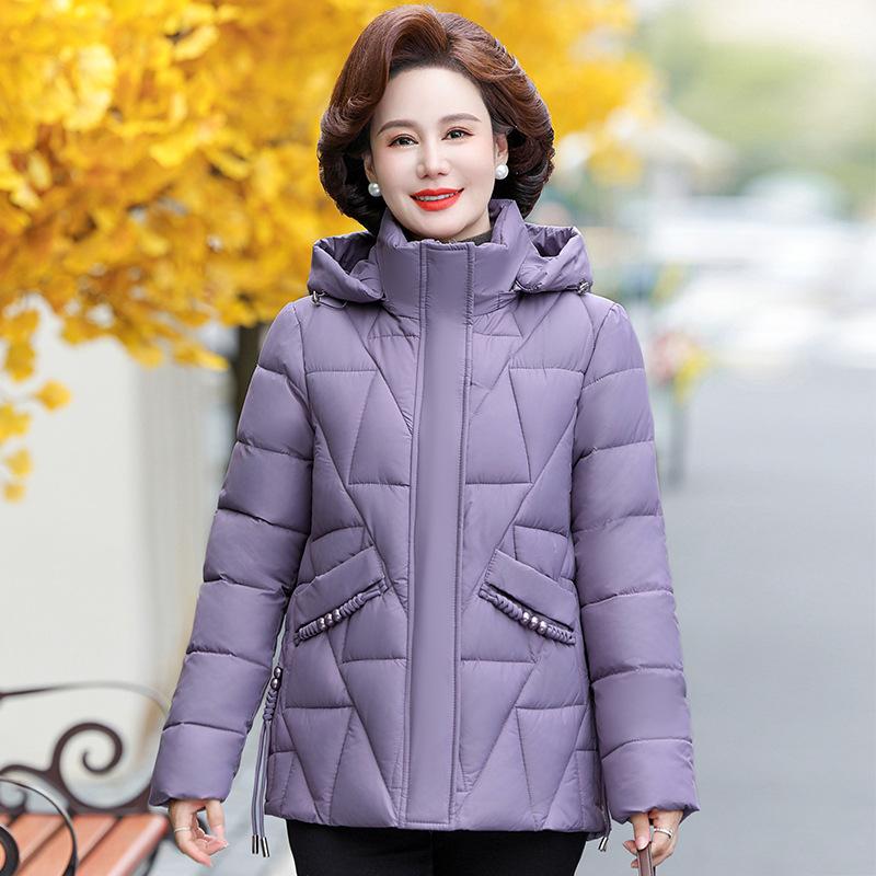 Short Middle-aged and Elderly Eiderdown Cotton-padded Jacket Female Winter Little Mother with Cotton-padded Jacket Loose Padded Short Coat.