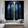 Set Of 2 Gothic Style Curtains Horror Themed House Featuring Design Suitable Bedroom Living Room Made Polyester Area Window Treatment