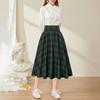 Women Midi Skirt Plaid Print High Waist A-Line Skirt Large Hem Design Slimming Effect Autumn Winter Skirt