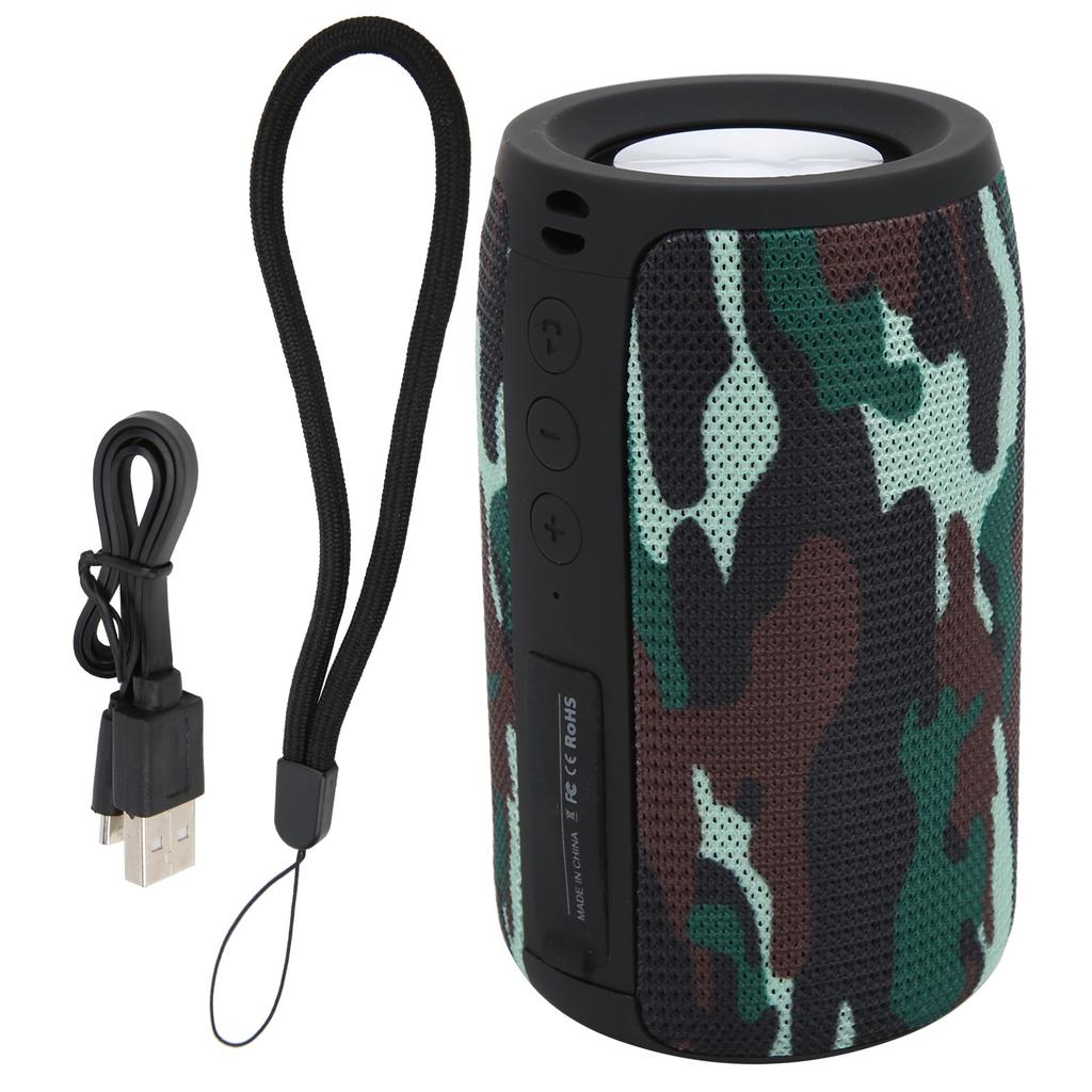 Kabelloser Bluetooth-Lautsprecher Tragbar Wasserdicht 2 Hörner Stereo-Lautsprecher mit USB-Kabel Camouflage Upgrade