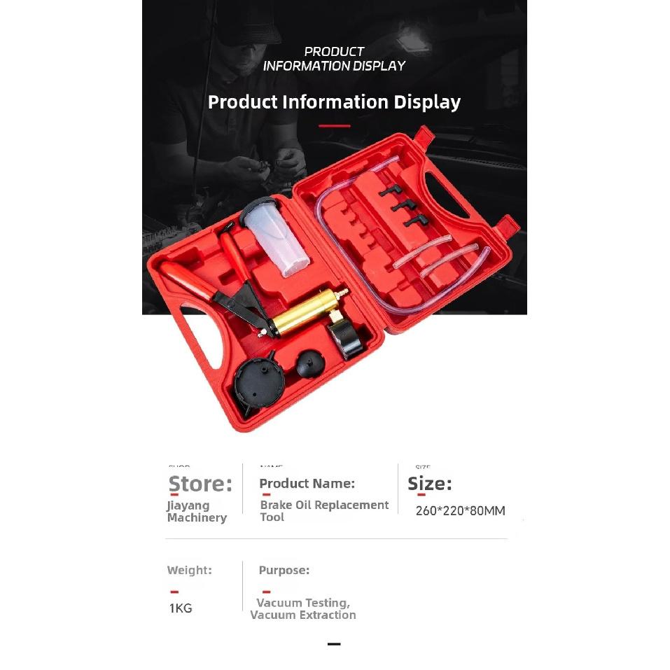 Portable Brake Bleeder Kit Durable Aluminum 2 In 1 Brake Fluid Drain Kit Manual With Gauge Vacuum Pistol Pump Tester