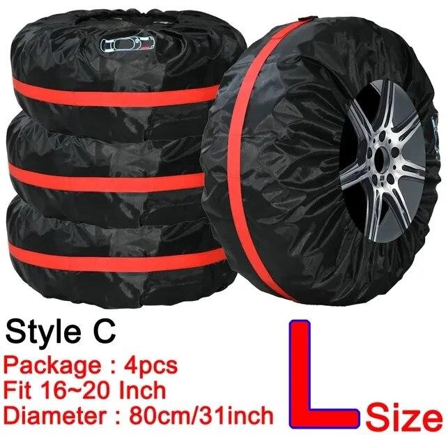 AD Universal 4Pcs Spare Tire Cover Case Polyester Car Tyre Storage Bags Automobile Tyre Accessories Auto Vehicle Wheel Protector