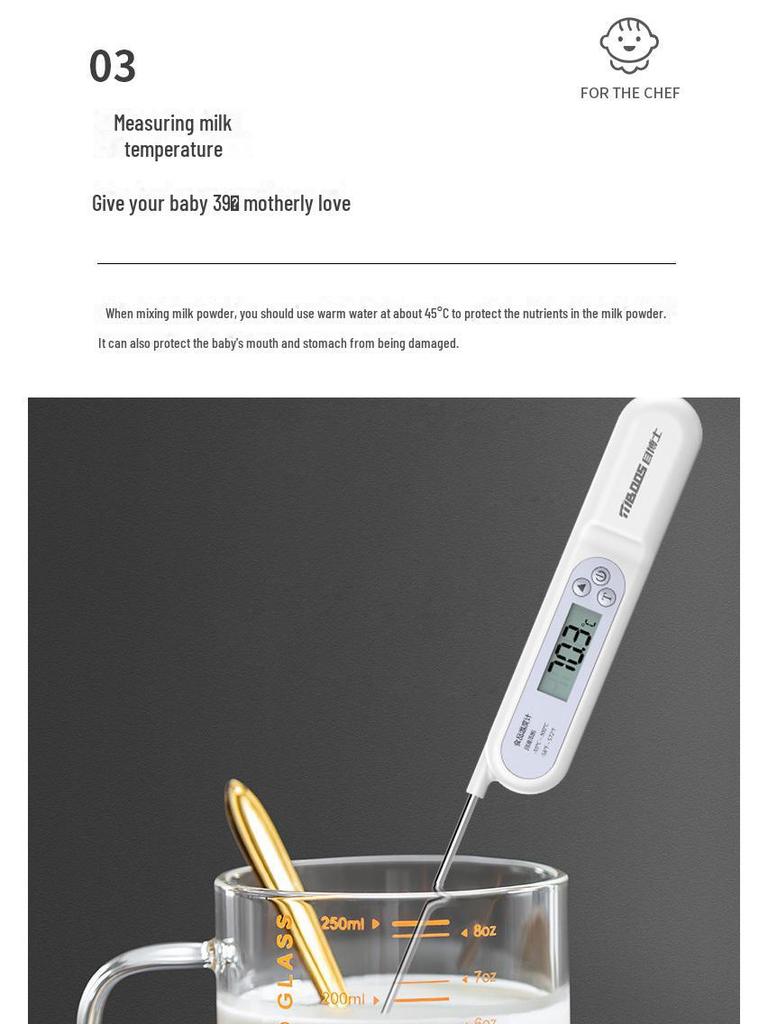 Precision Culinary Thermometer for Measuring Water, Milk, Oil, and Baking Temperatures