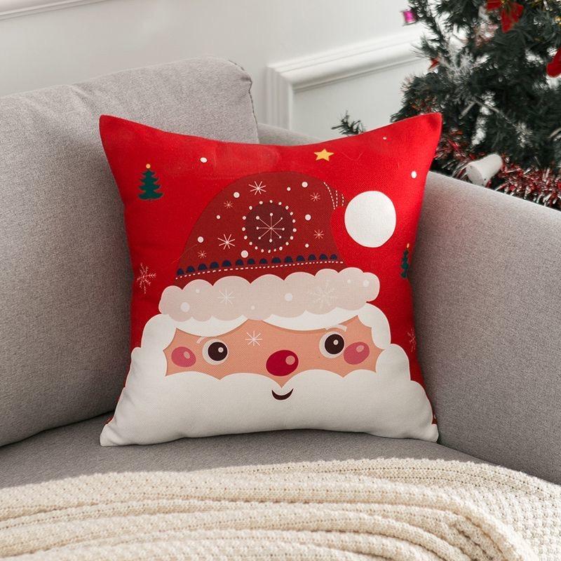 

Рождественская мультяшная наволочка, Санта Клаус, олень, снеговик, милая наволочка, домашний праздник, красный креативный подарок 16x16Inch