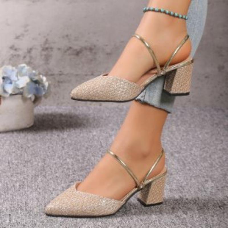 Fashion Low Heels Sandals Woman Summer Shallow High Heels Women Fashion Designer Sandals Luxury Shoes for Women Wedding Party Shoes