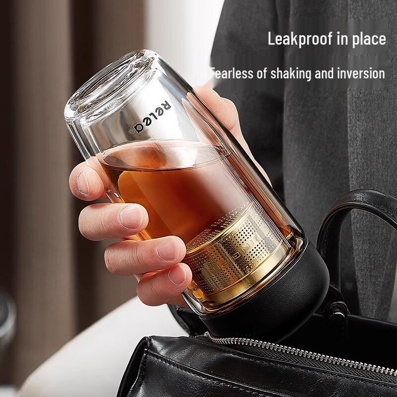 Portable Double-Wall Glass Tea Infuser Bottle