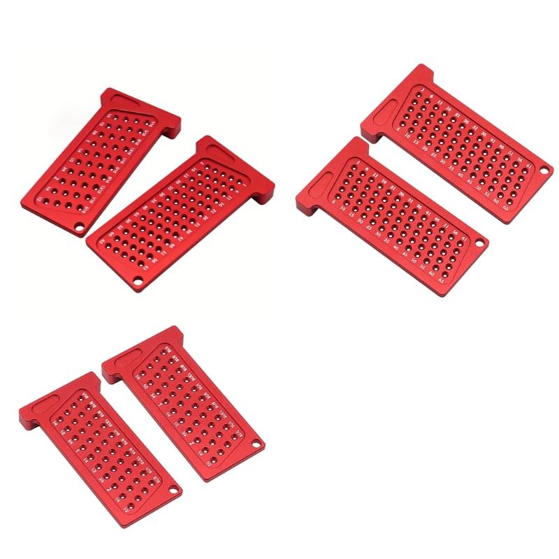 2 Pcs Woodworking Precision Hole Scribe Metal T-Ruler Pocket Ruler Measuring Tool Woodworking Scribe T65mm/T2.5in