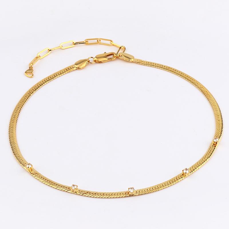 2026 New 18k Gold Plated Chain Necklace Women with Cubic Zircon,Green Stone Rainbow CZ Snake Necklace Adjustable Choker Jewekry