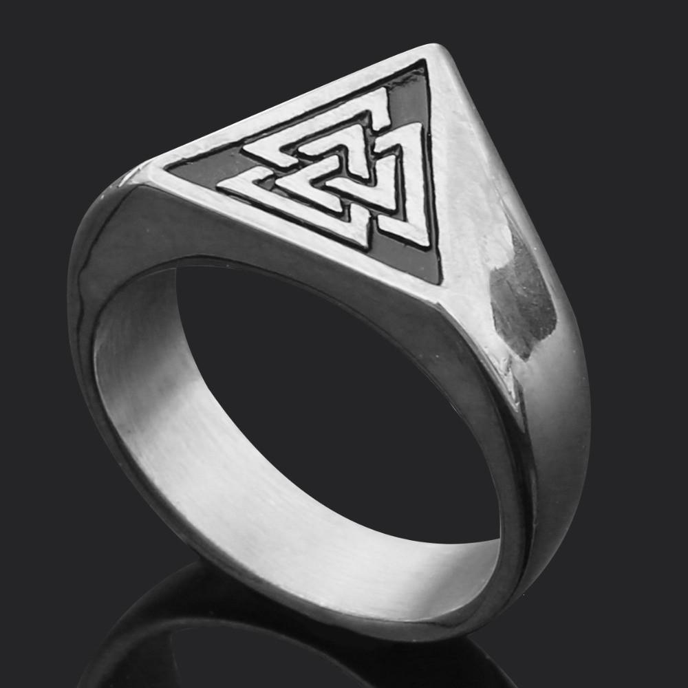 Vintage Nordic Viking Ring Titanium Steel Rune Protector Amulet Ring for History Buffs