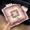 Sen green flower print fresh imitation silk scarf premium versatile square scarf neck protection scarf trendy headscarf scarf women