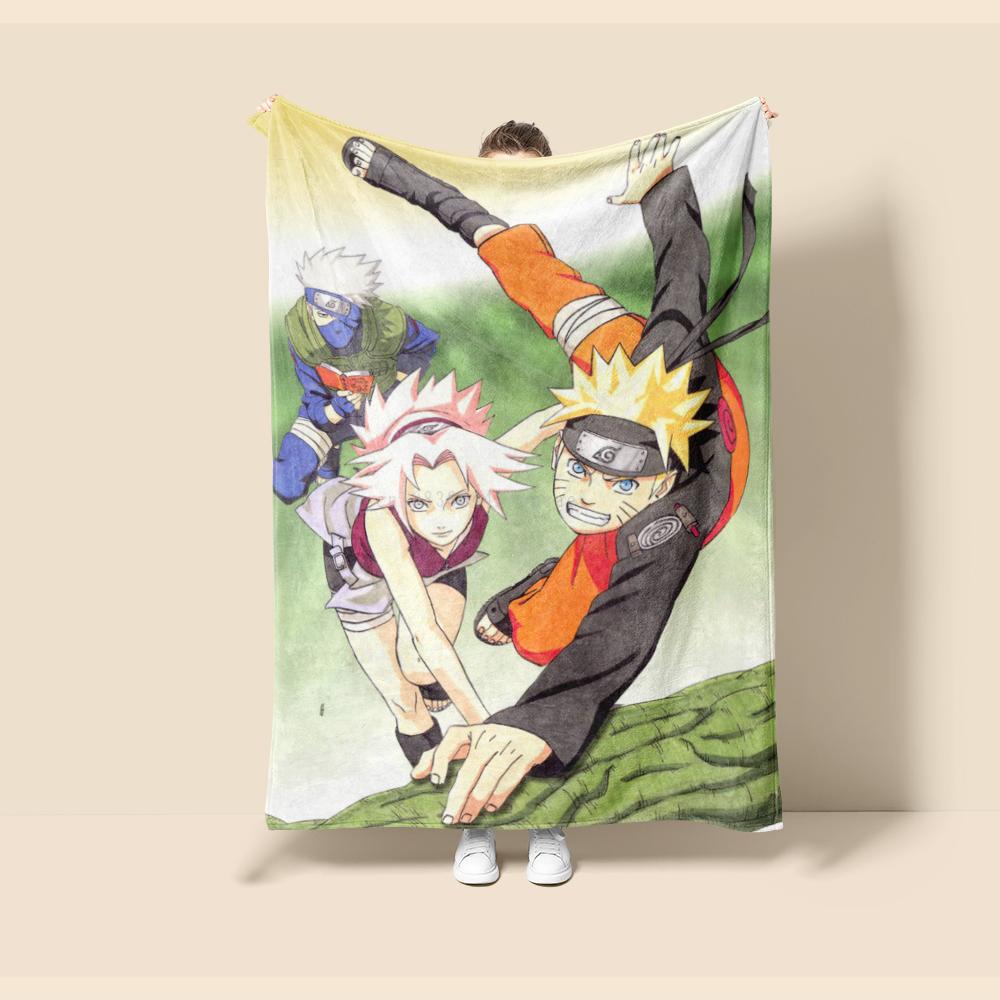 Flannel Blanket Naruto Cartoon Super Soft Blankt for Travel Couch Sofa Picnic Bed Flannel Blanket Birthday Gift