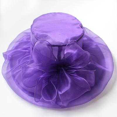 New Retro Mesh Yarn Flower Temperament Sunshade Vacation Sun Hat Big Edge Hat Women's Hat Travel Organza Hat
