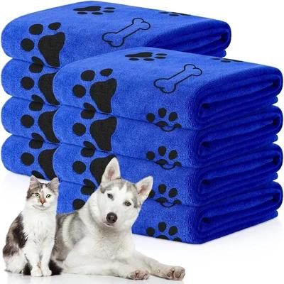 Ručník pro mazlíčky 60x100cm Sušící ručník pro psy a kočky Mikrovlákno Rychleschnoucí Psí tlapka Absorpční Modrošedý Ručník do koupele Produkty pro koupání mazlíčků