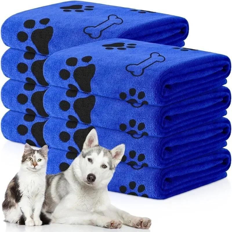 Asciugamano per Animali 60x100cm Asciugatura Cane Gatto Asciugamano da Bagno Microfibra Asciugatura Rapida Zampa di Cane Assorbente Blu Grigio Asciugamano da Bagno Prodotti per il Bagno degli Animali