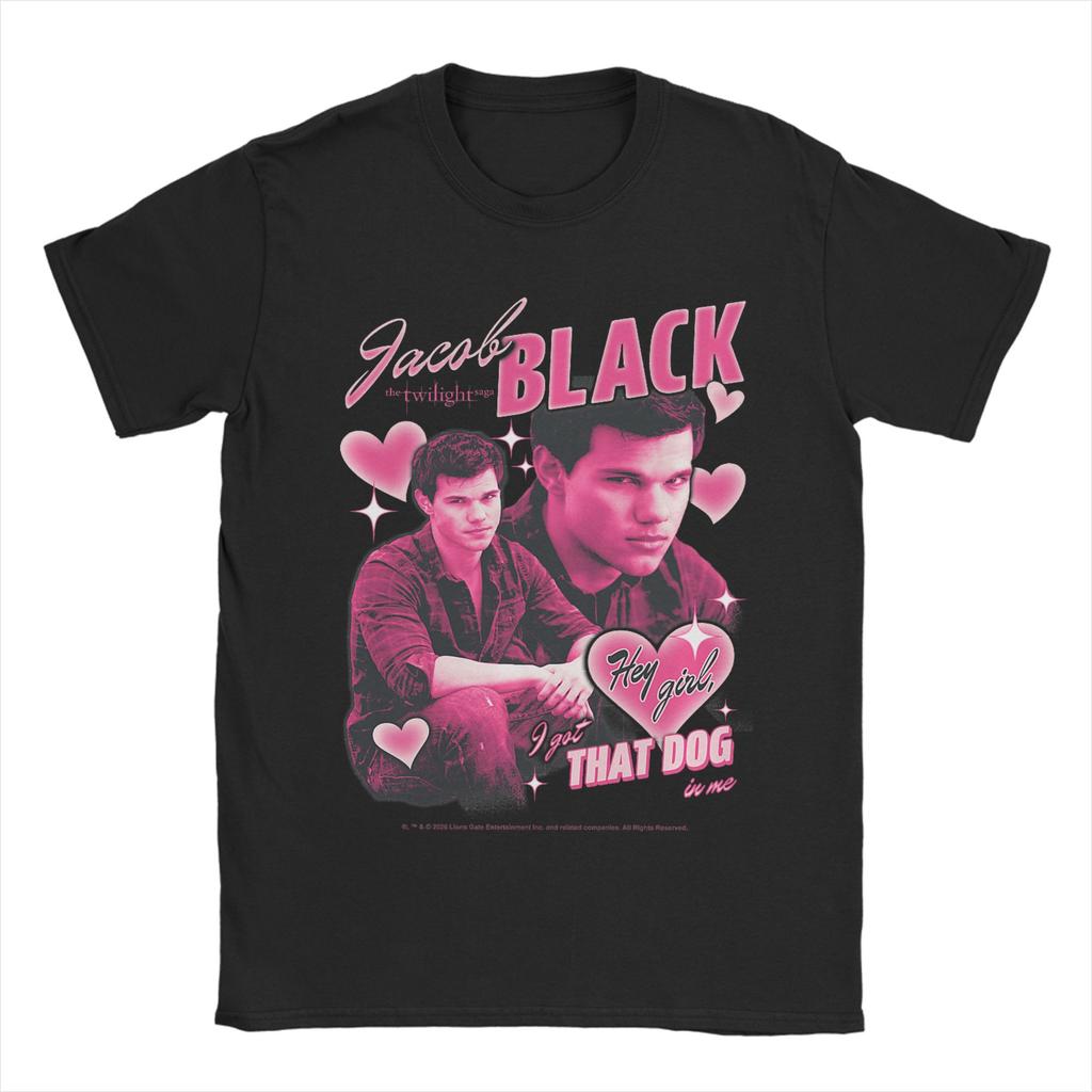 Unisexs Twilight Team Jacob Pink Hearts Valentines Day Crush Movie T Shirts Cotton Tees Short Sleeve TShirt ONeck Tee Shirt