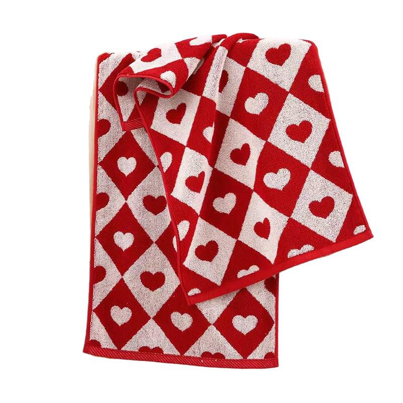 Wine Red Jacquard Wedding Towels Set - Thick Bath and Square Towels, Ideal for Bride's Dowry or Wedding Favors.