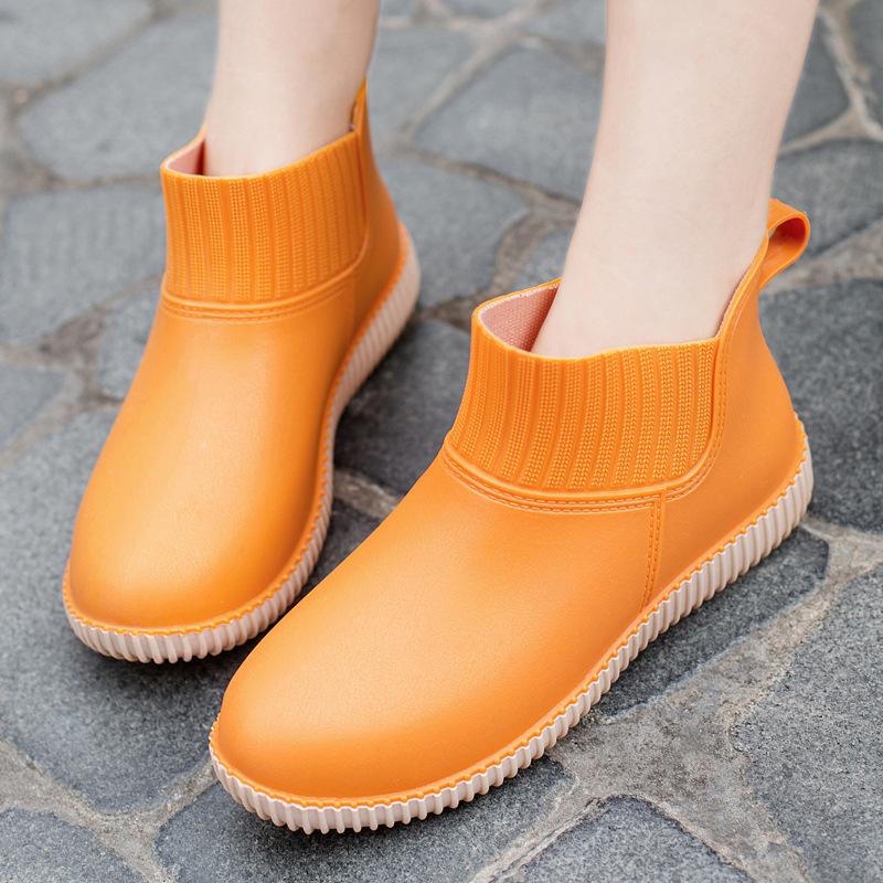 Fashion Rain Shoes Women's Non-slip Kitchen Rubber Shoes Velvet Warm Outside Rain Boots Korean Version Versatile Waterproof Shoes