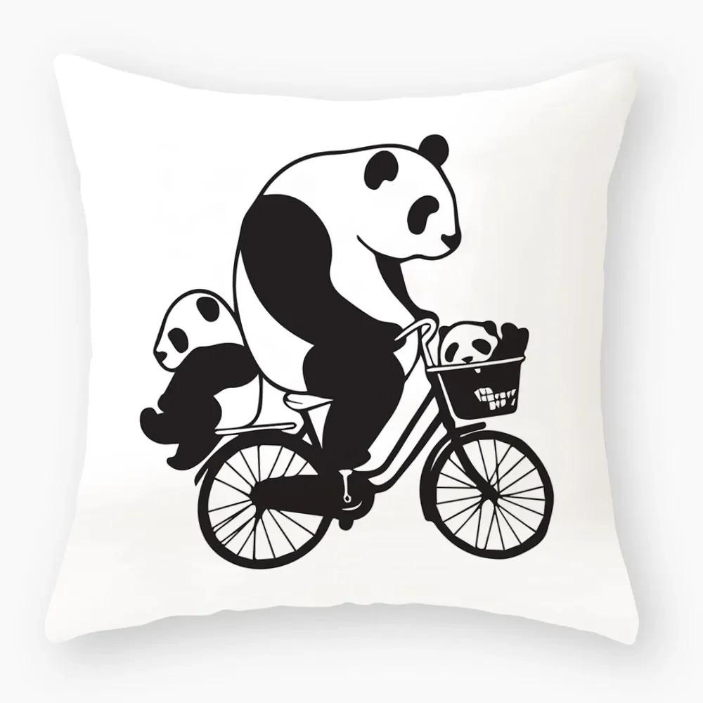 Cute Cartoon Panda Study Pillowcase Office Living Room Home Pillowcase Car Ornaments