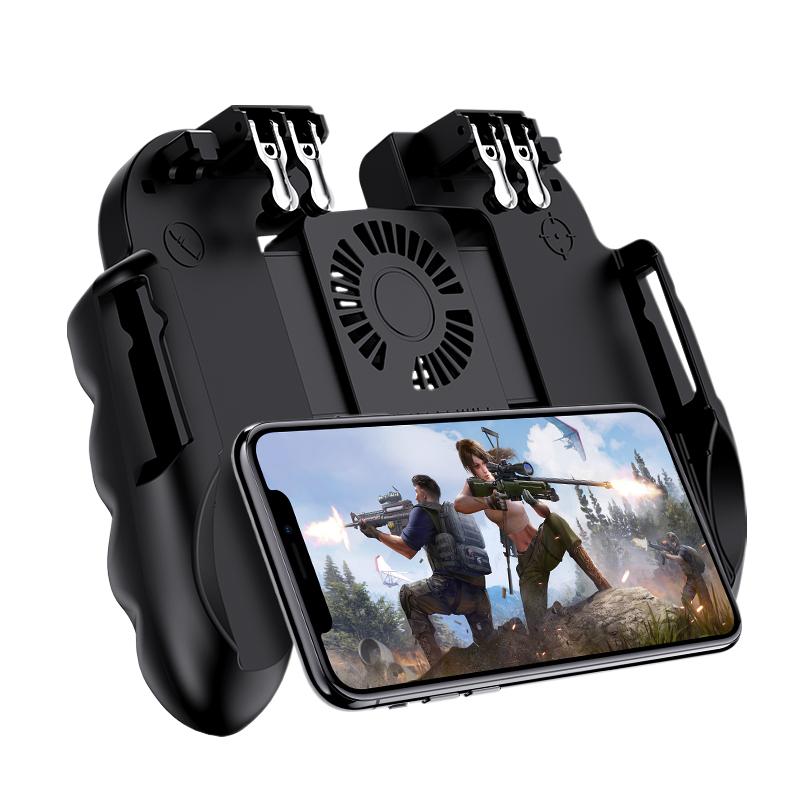 4 Trigger Mobile Game Controller with Cooling Fan for Gaming Grip Gamepad Mobile Controller Trigger for Smartphone чёрный