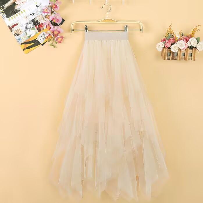 Sommer Damenrock Harajuku Casual Tüll Unterteil Mode Hohe Taille Midi Mesh Röcke Damenbekleidung