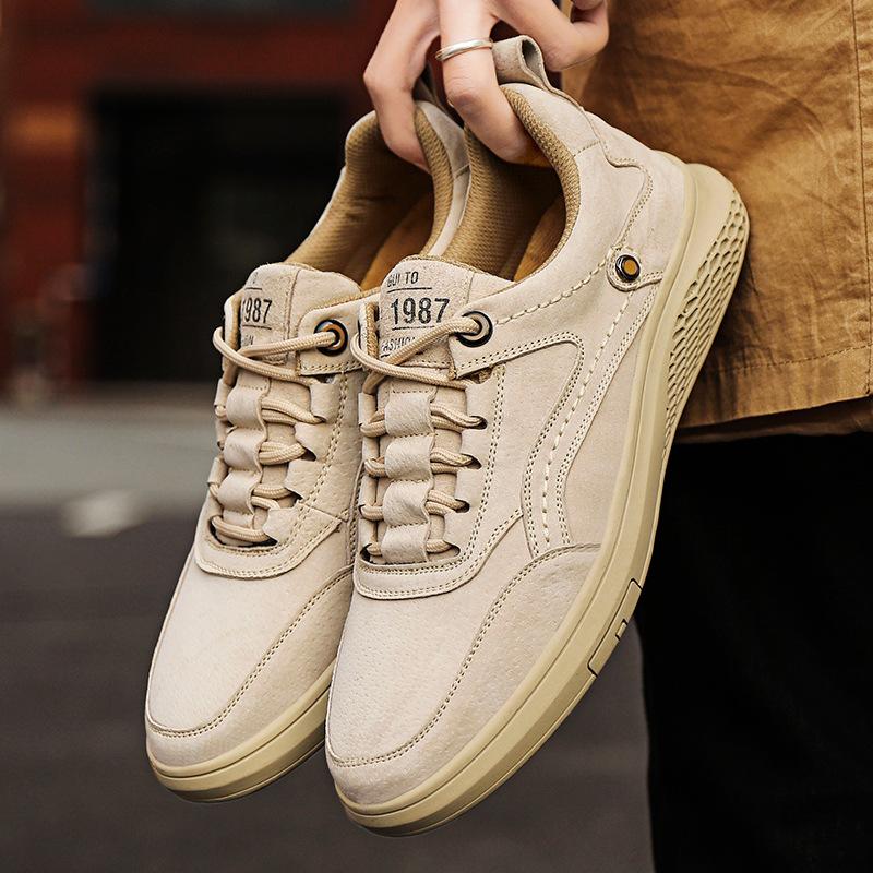 Fashion New Handmade Genuine Leather Casual Men Shoes Design Sneakers Man Breathable Leather Shoes Men Outdoor Walking Sports Shoes