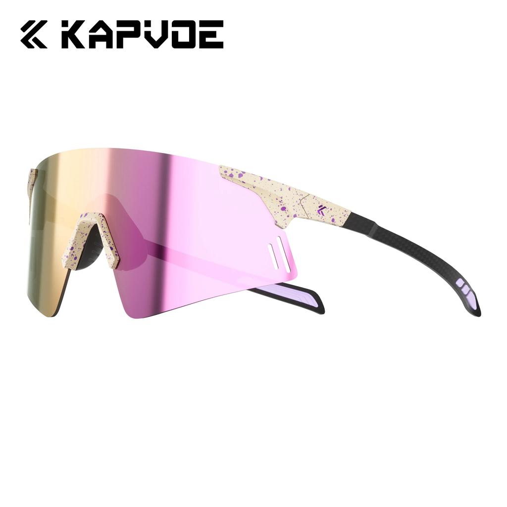 Kapvoe Lightweight Photochromic Rimless Sunglasses Real Carbon Fiber Cycling Glasses UV400 MTB Bike Running Men Sports Eyewear