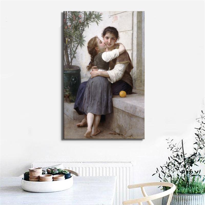 

Французский художник-эстетизм Уильям Адольф Бугро, маленький уговаривающий плакат, печать на холсте, настенная живопись для гостиной 21*30cm