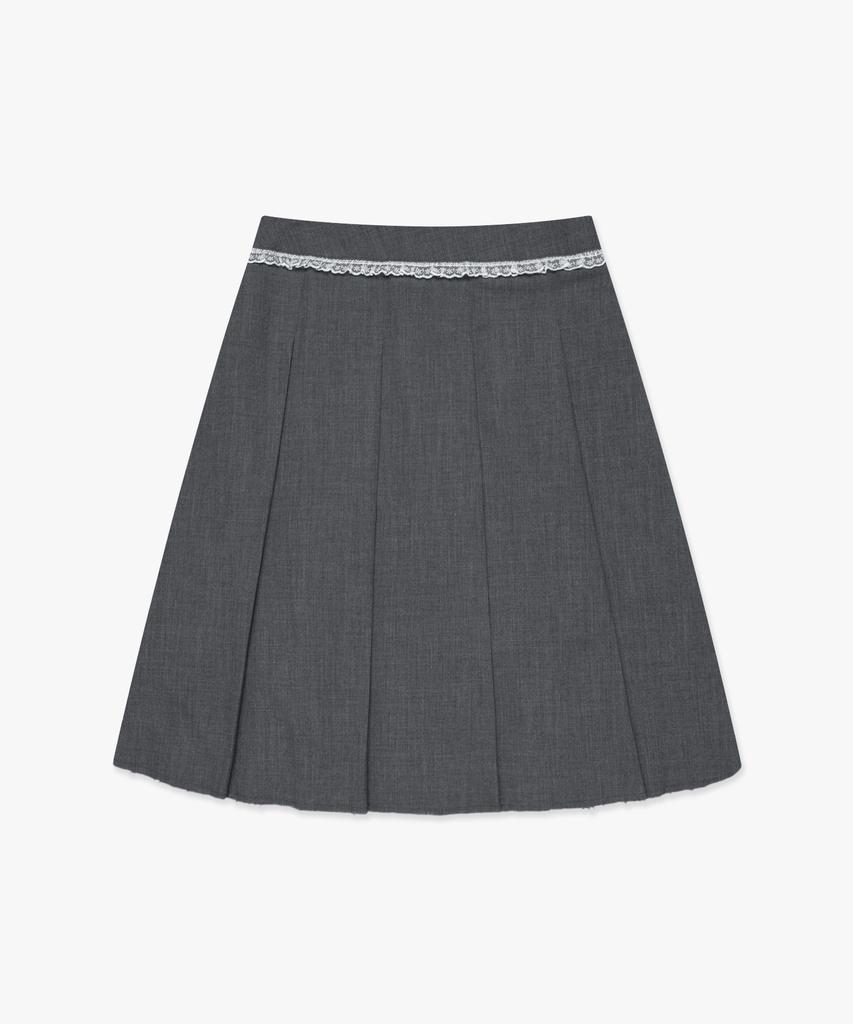 Lmc Wm Lace Pleats Midi Skirt Charcoal