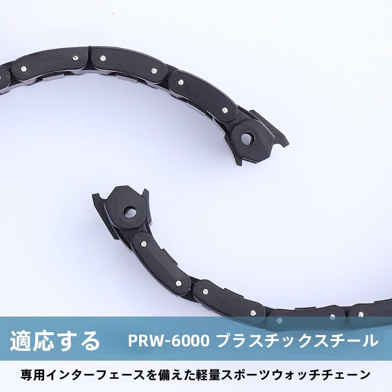 [syzynicy] Plastic Steel Watch Strap Fits PRW-6000/6100/3000/3100 Black Convex Bracelet