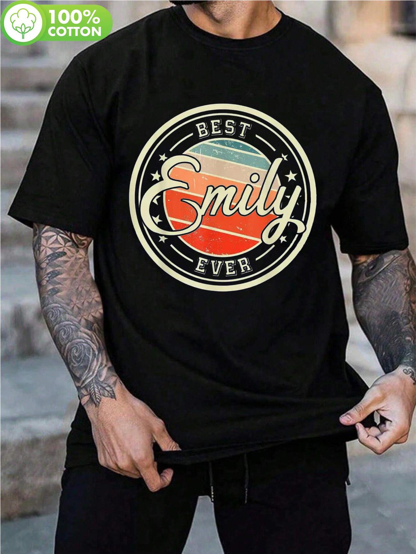 Best Emily Ever Retro Badge Print Cotton Tshirt - 100% Co... XXXXL