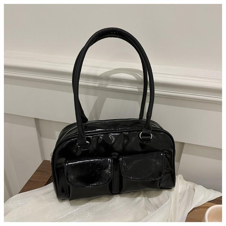 Vintage Women Business Shoulder Bags Simple Ladies Commute Tote Bag Pu Leather Female Underarm Bag Burgundy Large Handbags Purse