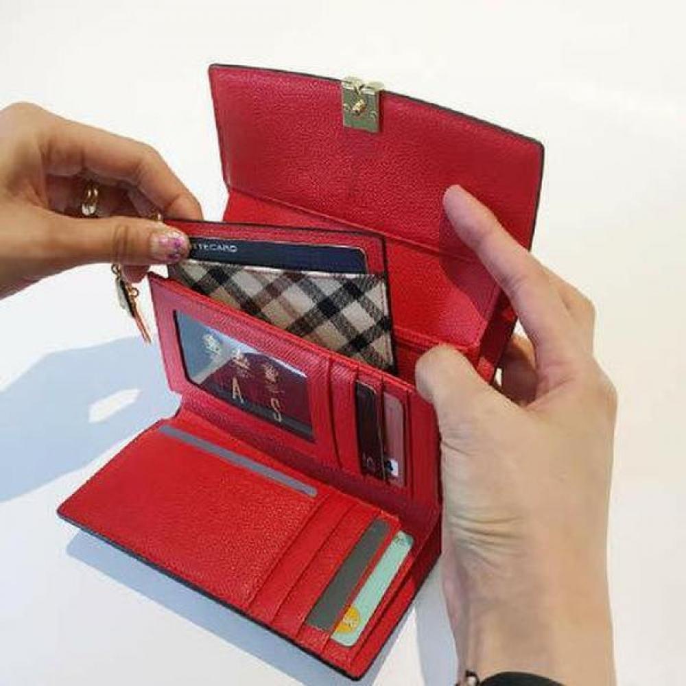 Daks Red Check Color Block 3 Fold Wallet Dcwa3e403r2
