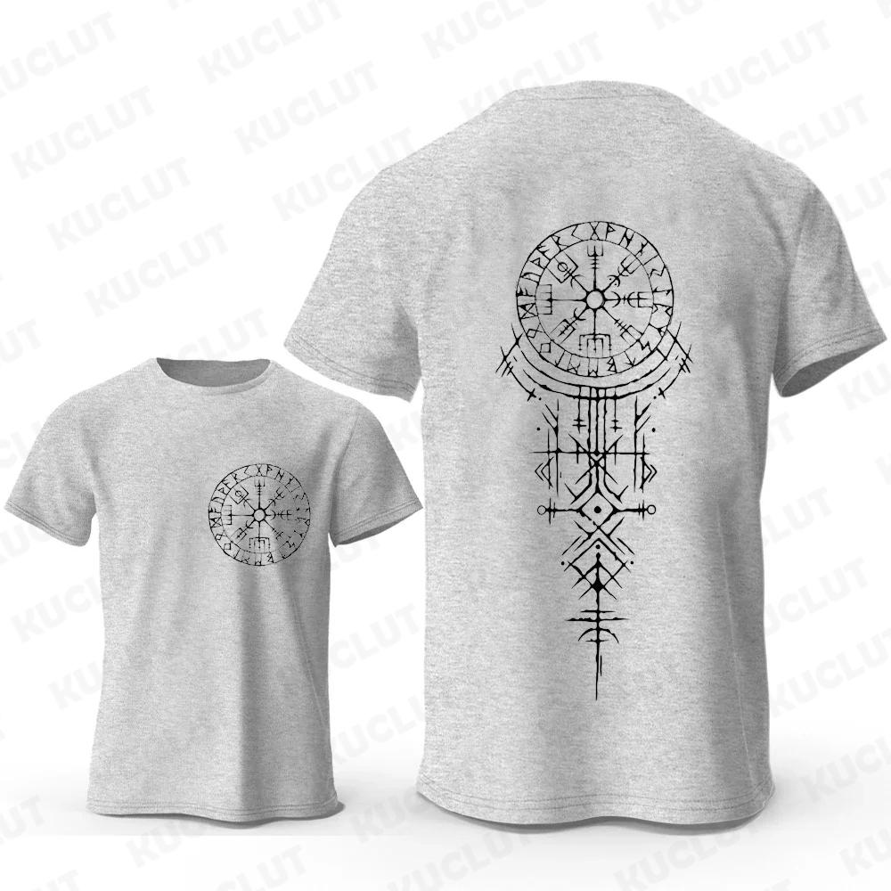T-shirts à manches courtes avec motif boussole runique viking, t-shirts humoristiques et tendance, style Harajuku, pour hommes