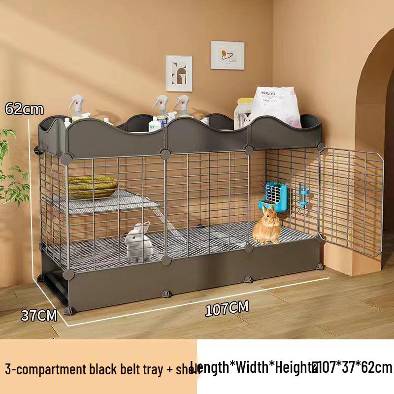 Large Indoor Rabbit Cage with Toilet, Splash-Proof and Secure for Guinea Pigs and Dwarf Rabbits