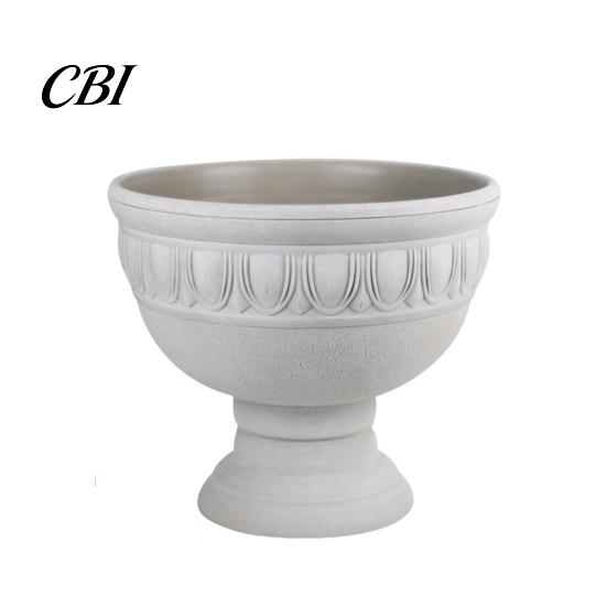 Tall Urn Planter for Outdoors Plastic Urn, Pedestal Flower Pot, Goblet-Shaped Plant Classic Flowerpot Decorative Container Indoor Outdoor Garden Front белый